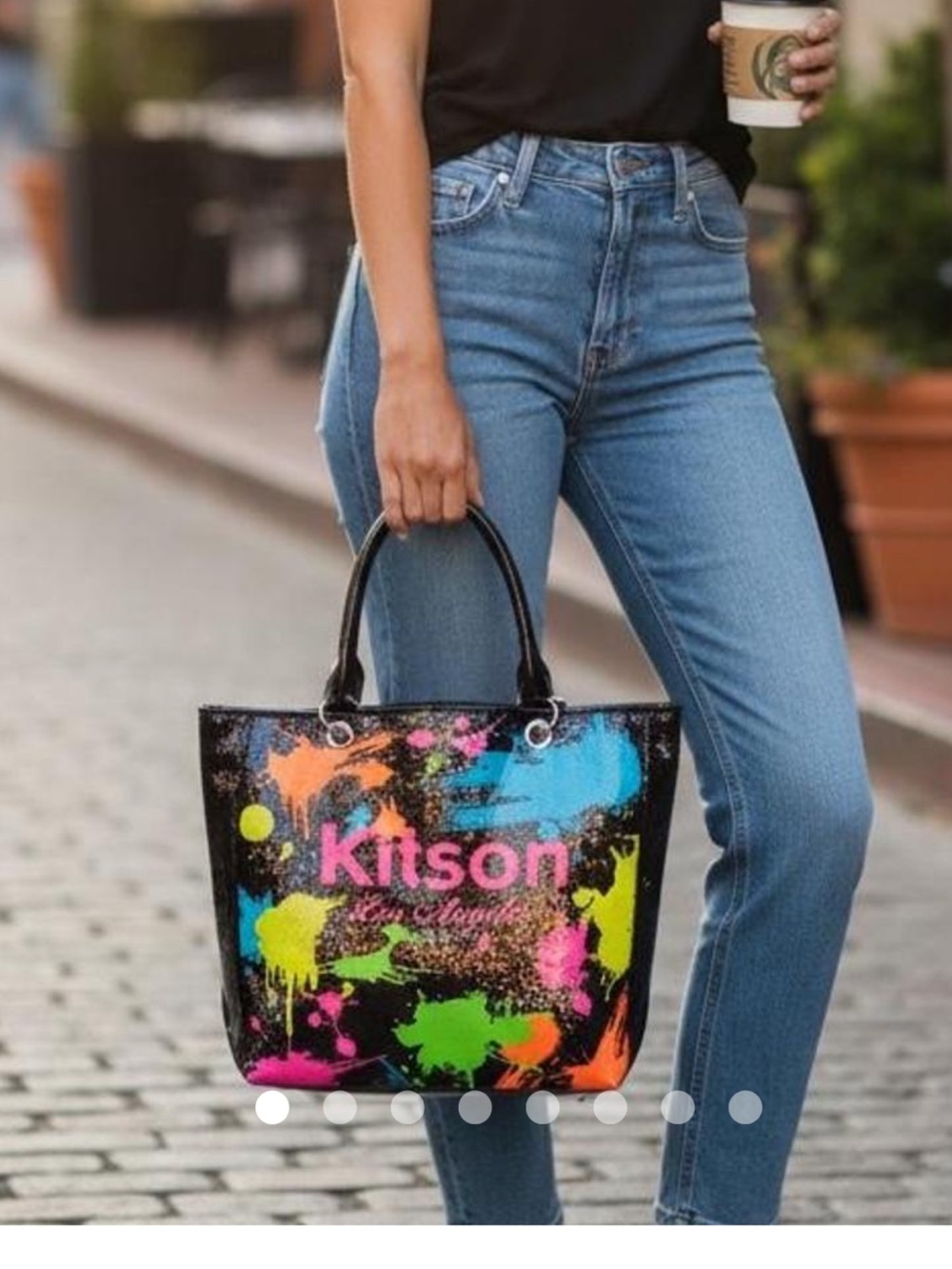 Y2K Kitson Los Angeles Sequin Paint Splash Tote Bag Large